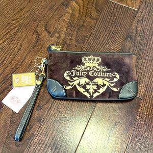 NWT Juicy Couture brown velour wristlet